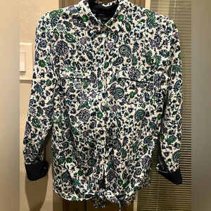 Jones NY Women Button Down Shirt Paisley size Small